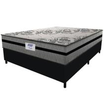 Cama Box Casal King Colchão Gazin Com Molas Ensacadas Rubi 193x203x70cm Suede Preto/cinza Cinza