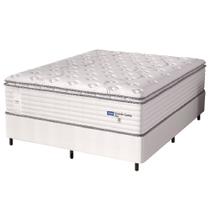 Cama Box Casal King Colchão Molas Guarda Costas Max Com Pillow Probel 193x203x78cm Branco / Cinza