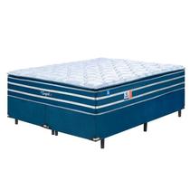 Cama Box Casal king Sonos Molas Ensacadas Individuais Confort in Blue 193x203x74cm