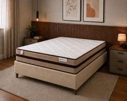 Cama Box Casal Linho Bege + Colchão Molas Ensacadas Ilhéus 138x188x65 Cama Box Casal Linho Bege + Colchão Molas Ensacadas Ilhéus 138x188x65