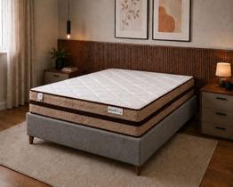 Cama Box Casal Linho Cinza + Colchão Molas Ensacadas Ilhéus 138x188x65 Cama Box Casal Linho Cinza + Colchão Molas Ensacadas Ilhéus 138x188x65