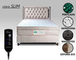 Cama Box Casal Magnético D33 Com Massageador e Controle + Cabeceira Completo