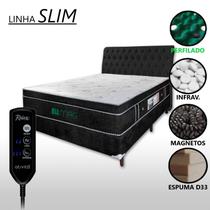 Cama Box Casal Magnético D33 Com Massageador e Controle + Cabeceira Completo