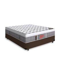 Cama Box Casal Marrom + Colchão de Molas Ensacadas - Castor - Super Luxo Plush Light 138cm