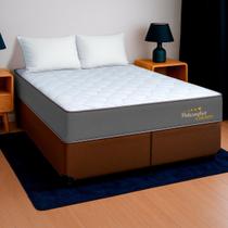 Cama Box Casal Marrom + Colchão Londres D33 PoliConfort
