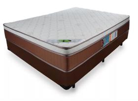 Cama Box Casal Marrom + Colchão Mola Ensacada Caribe Luckspuma 64x138x188