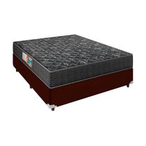 Cama Box Casal Marrom e Colchão Espuma Super Firme D60