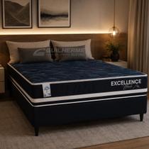 Cama Box Casal Molas Ensacadas Ley Colchoes Excellence Preto Base + Colchão Separados