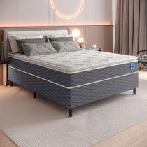 Cama Box Casal Molas Ensacadas Pillow Top D26 138x188x64 Cinza Bertha Umaflex