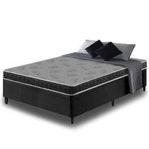 Cama Box Casal Preta + Colchão Casal Querubin Espuma D20 138x188x12cm
