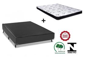 Cama Box Casal Preto + Colchão Espuma D23 138x188x8