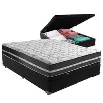 Cama Box Casal Preto com Base Baú Preto Classic Anjos