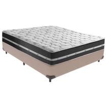 Cama Box Casal Preto com Base Bege Classic Anjos