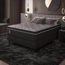 Cama Box Casal Preto E Colchão Casal Molas Ensacadas Individualmente Euro Pillow 138x188x71 Extra Sleep Umaflex