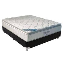 Cama Box Casal Preto e Colchão Freedom Molas Ensacadas Ortobom