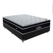 Cama Box Casal Preto e Colchão Ortobom Elegant Molas Ensacadas EuroPillow