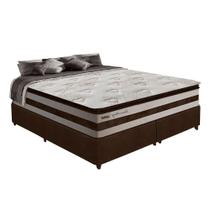 Cama Box Casal Queen 1,58m Colchão Molas Ensacadas 30cm Love Story 158x198x68cm Branco/marrom