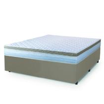 Cama Box Casal Queen Colchão Com Molas Ensacadas 158x198x60cm Dunas Branco/Bege Hellen