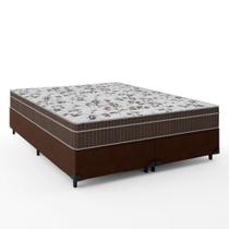 Cama Box Casal Queen Colchão Espuma Orthoface Polar 158x198x63cm Marrom - Suporta Até 120kg Por Pessoa