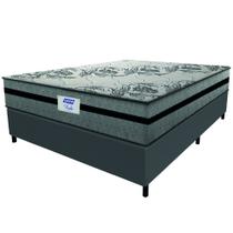 Cama Box Casal Queen Colchão Gazin Com Molas Ensacadas Rubi 158x198x70cm Suede Cinza/Preto