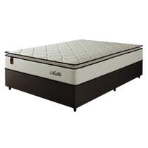 Cama Box Casal Queen Colchão Molas Ensacadas Com Pillow Malttês 158x198x66cm Suede Cáqui Hellen