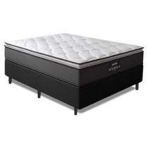 Cama Box Casal Queen Colchão Molas Ensacadas Pillow Top Maximus 158x198x62cm Cinza / Preto Gazin - Suporta até 120Kg por Pessoa