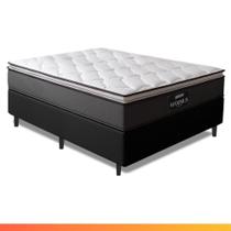 Cama Box Casal Queen Colchão Molas Ensacadas Pillow Top Maximus 158x198x67cm Cinza/Preto Gazin Cinza/Branco