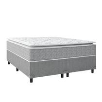 Cama Box Casal Queen Colchão Molas Ensacadas Pillow Top Perfect 158x198x71cm Cinza/Branco Umaflex Cama Box Casal Queen Colchão Molas Ensacadas Pillow Top Perfect 158x198x71cm Cinza/Branco Umaflex