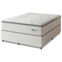 Cama Box Casal Queen Colchão Molas Guarda Costas Max Com Pillow Probel 158x198x78cm Branco / Cinza