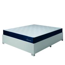 Cama Box Casal Queen Desmontável Colchão Molas Ensacadas Lamore 158x198x32cm Azul Veludo/Malha Branco Hellen - Suporta até 110kg por Pessoa - SINIFLEX