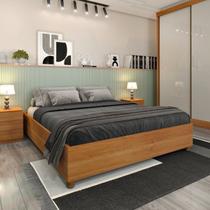 Cama Box Casal Queen Mônaco e Mesa de Cabeceira Veronna Bege/Cinamomo