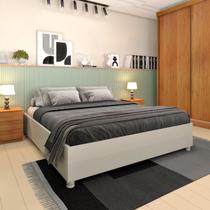 Cama Box Casal Queen Mônaco e Mesa de Cabeceira Veronna Bege/Off White/Cinamomo Cama Box Casal Queen Mônaco e Mesa de Cabeceira Veronna Bege/Off White/Cinamomo