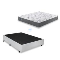 Cama Box Casal Reforçada e Resistente Branco com Colchão Molas Ensacadas