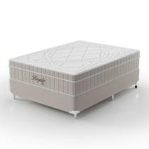 Cama Box Casal Royale com Colchão Casal Molas Ensacadas Bege e Branca Cama Box Casal Royale com Colchão Casal Molas Ensacadas Bege e Branca