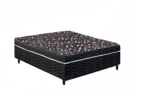 Cama Box casal SEMI- Ortopédica conjugada 52x138x188 - Tampo Preto Matelassê