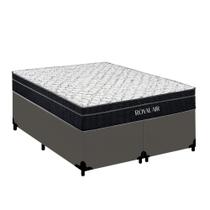 Cama Box Casal Sintético Bipartido + Colchão Molas Ensacadas Royal Sleep Royal Air 138cm - Suporta Até 150 Kg Por Pessoa