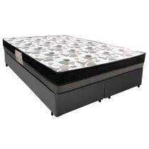 Cama Box Casal Sintético Bipartido + Colchão Ortobom Iso Dupla Face 60x138x188 Cor:cinza