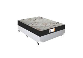 Cama Box Casal Sintético Branco + Colchão Top Line Mola Bonnel Beni 60x138x188