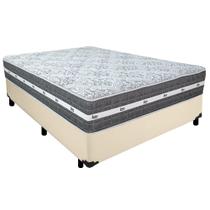 Cama Box Casal Sintético + Colchão Anjos Black Graphite Molas Ensacadas 138cm Suporta Até 120 Kg Por Pessoa Cor:Bege