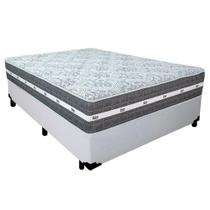 Cama Box Casal Sintético + Colchão Anjos Black Graphite Molas Ensacadas 138cm Suporta Até 120 Kg Por Pessoa Cor:branco