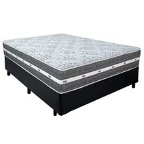 Cama Box Casal Sintético + Colchão Anjos Black Graphite Molas Ensacadas 138x188x64cm Preto Cama Box Casal Sintético + Colchão Anjos Black Graphite Molas Ensacadas 138x188x64cm Preto