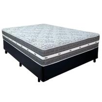 Cama Box Casal Sintético + Colchão Black Graphite Molas Ensacadas 138x188x64cm Preto Cama Box Casal Sintético + Colchão Black Graphite Molas Ensacadas 138x188x64cm Preto