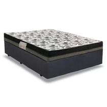 Cama Box Casal Sintético + Colchão Casal Ortobom Iso Dupla Face 60x138x188 Cor:cinza