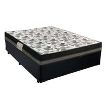Cama Box Casal Sintético + Colchão Casal Ortobom Iso Dupla Face 60x138x188 Cor:preto