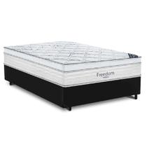 Cama Box Casal Sintético + Colchão de Molas Ensacadas Ortobom Freedom 138x188x73