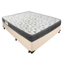 Cama Box Casal Sintético + Colchão De Molas Ensacadas - Serene - 138x188x58cm Bege