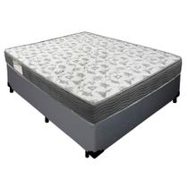 Cama Box Casal Sintético + Colchão De Molas Ensacadas - Serene - 138x188x58cm Cinza