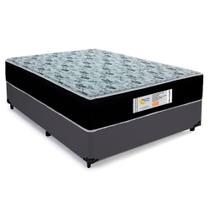 Cama Box Casal Sintético + Colchão Molas Ensacadas Sereneprime Sonnolux 138x188x65 Cinza