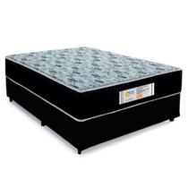 Cama Box Casal Sintético + Colchão Molas Ensacadas Sereneprime Sonnolux 138x188x65 Preto