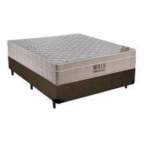 Cama Box Casal Sintético + Colchão Ortobom Airtech Molas Ensacadas 138x188x65 Marrom